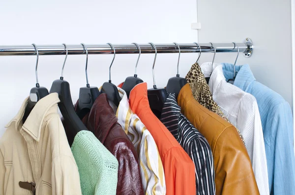 Close Bright Clothes Hangers — Stock Photo, Image