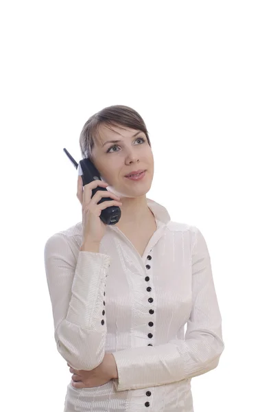 Business woman with a telephone — Stock Photo, Image