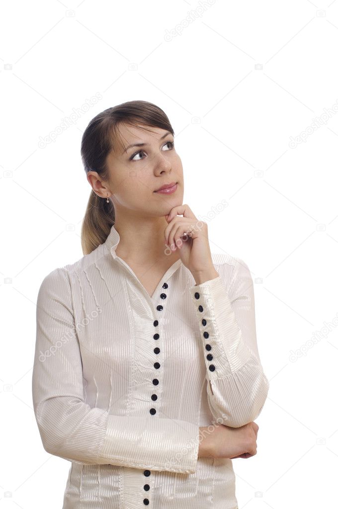 Business woman looking and thinking