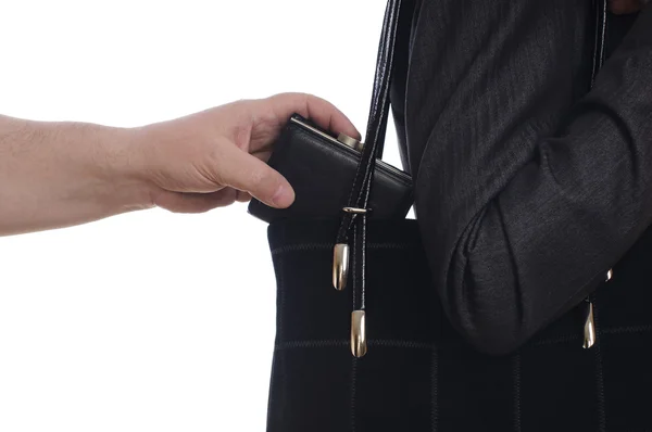 Stealing purse from the bag — Stock Photo, Image