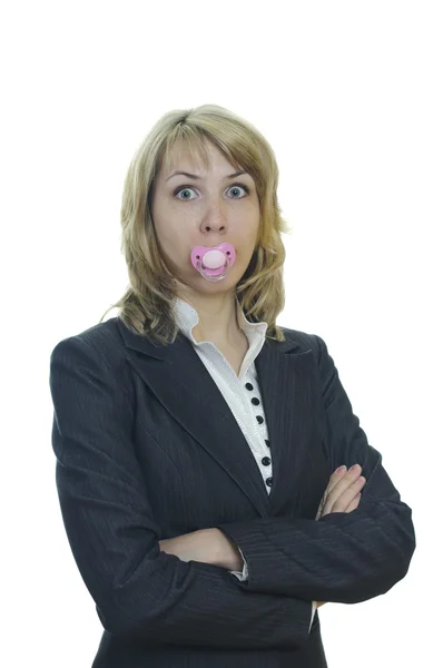 Business woman with a soother — Stock Photo, Image