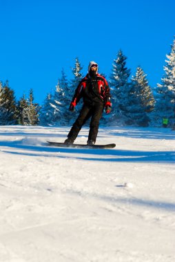 genç bir adam snowboard sahiptir.