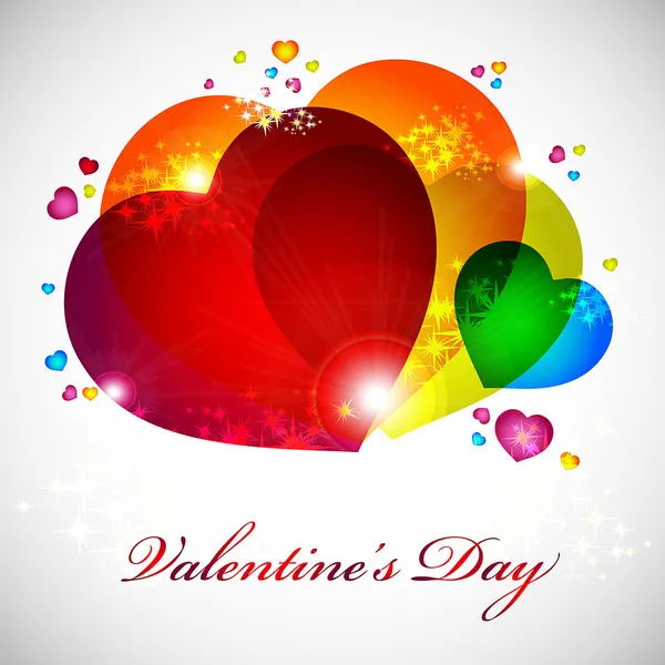 Carte Saint Valentin Avec Coeurs Rouge Orange Jaune Bleu — Image vectorielle