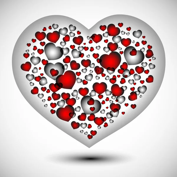 Kırmızı Turuncu Sarı Mavi Kalpler Ile Sevgililer Günü Kartı — Stok Vektör