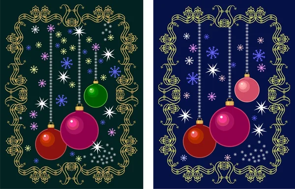 Винтажные открытки на Рождество — стоковый вектор