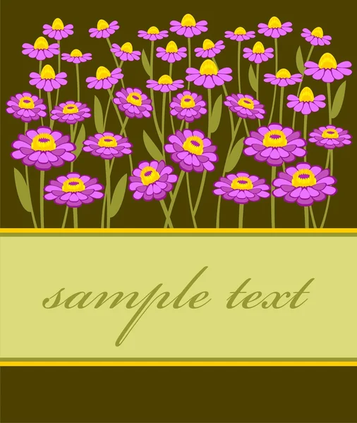 Cartão postal com camomila lilás — Vetor de Stock