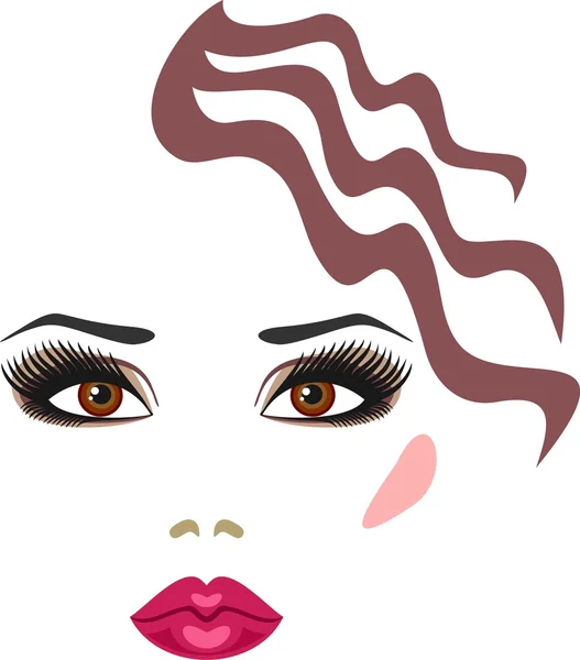 Makeup Brown Haired Brown Eyes — Stock Vector