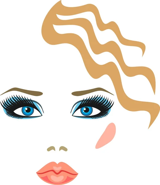 青い目とブロンドの女性のためのメイクアップ — ストックベクタ