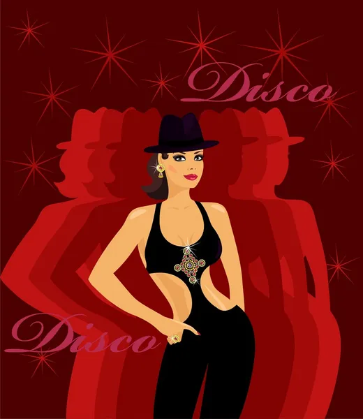 Dame Glamour Dans Les Bijoux Chapeau — Image vectorielle