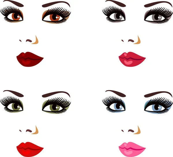 Maquillaje Para Ojos Diferentes Colores — Archivo Imágenes Vectoriales