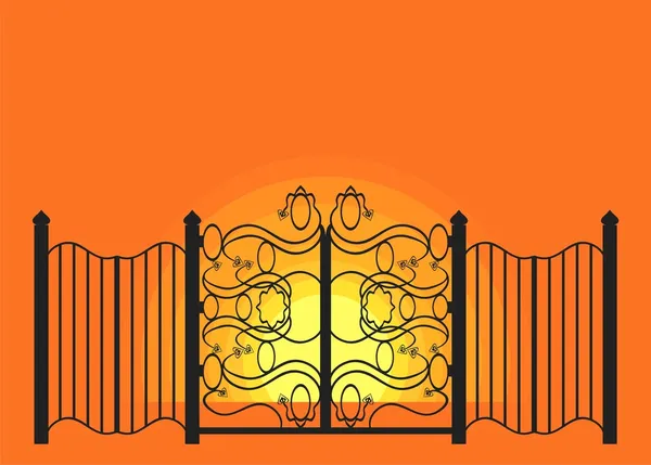 Gates Wrought Iron Classical Style — Stock Vector