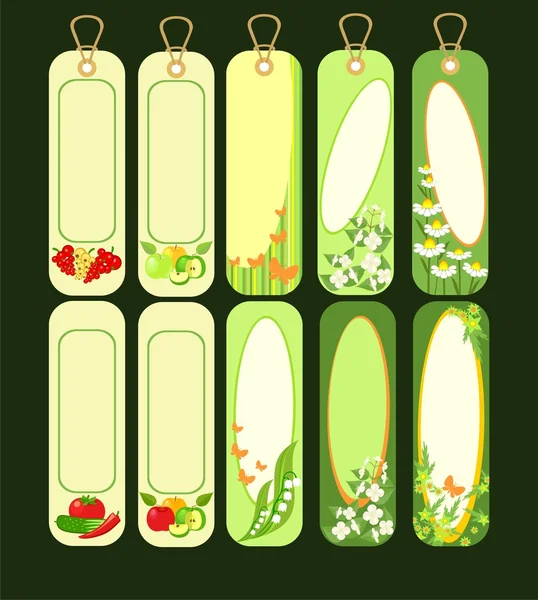 Étiquettes Vente Carton Lumineux Rayé Fleurs — Image vectorielle
