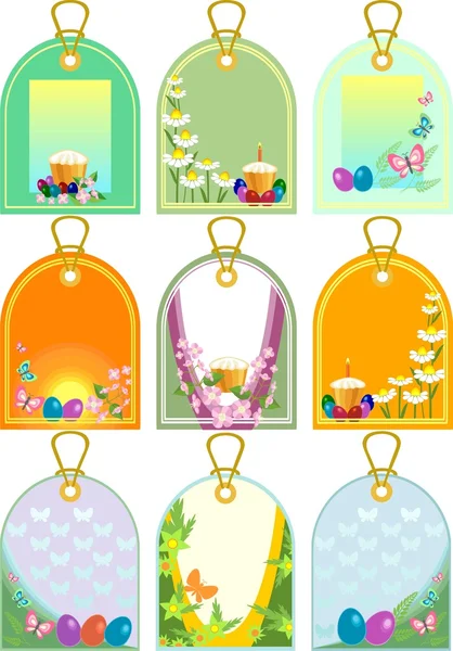 Easter Tags Eggs Cake — Stock Vector