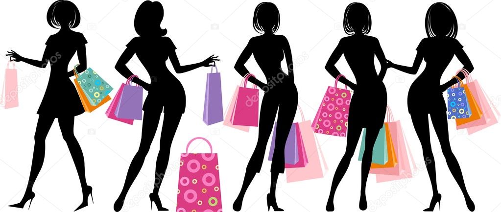 Silhouette of shopping girl