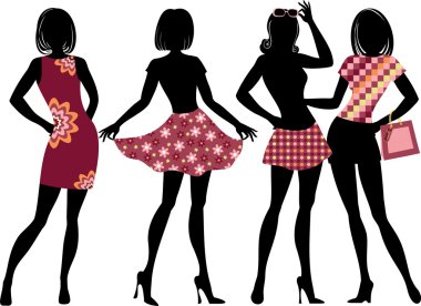 Silhouette of women with model proportions clipart