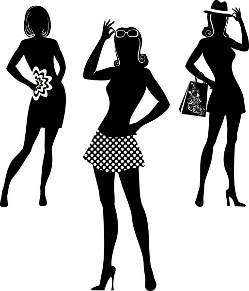 Silhouette de femmes commerçantes — Image vectorielle