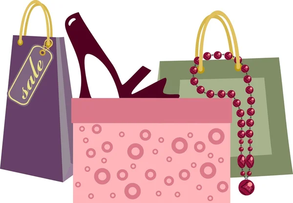 Einkaufstaschen Verschiedenen Farben Und Größen — Stockvektor