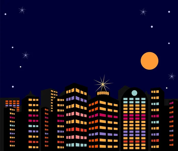 Ville de nuit d'été — Image vectorielle