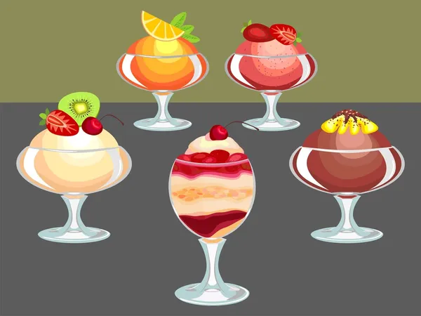 Berry desserts — Stock Vector