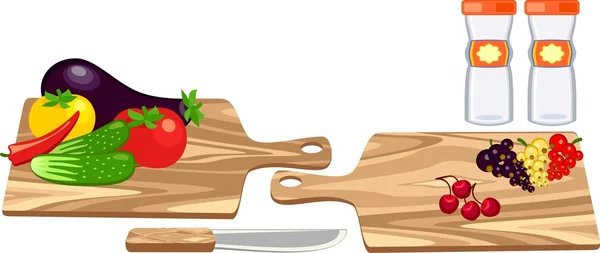 Planche à découper et légumes — Image vectorielle
