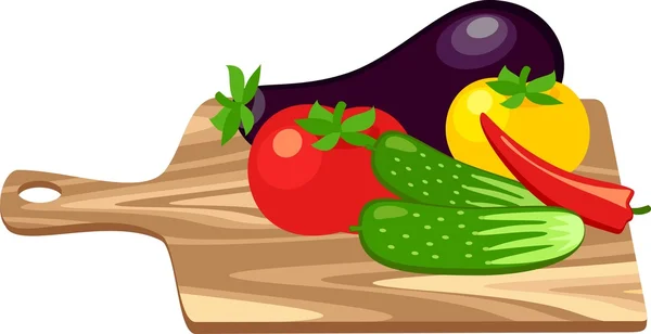 Planche à découper et légumes — Image vectorielle