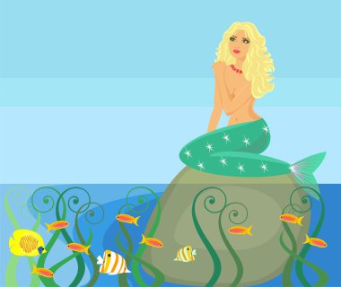 Mermaid in coral beads clipart