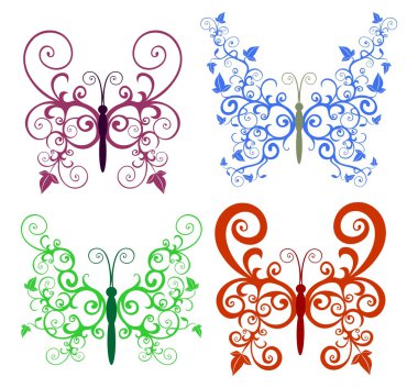 Abstract floral butterfly clipart