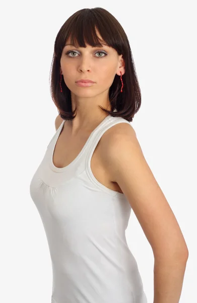 Vacker kvinna i t-shirt — Stockfoto