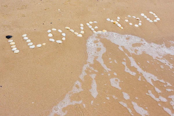 I Love you in sand — Stock Photo, Image