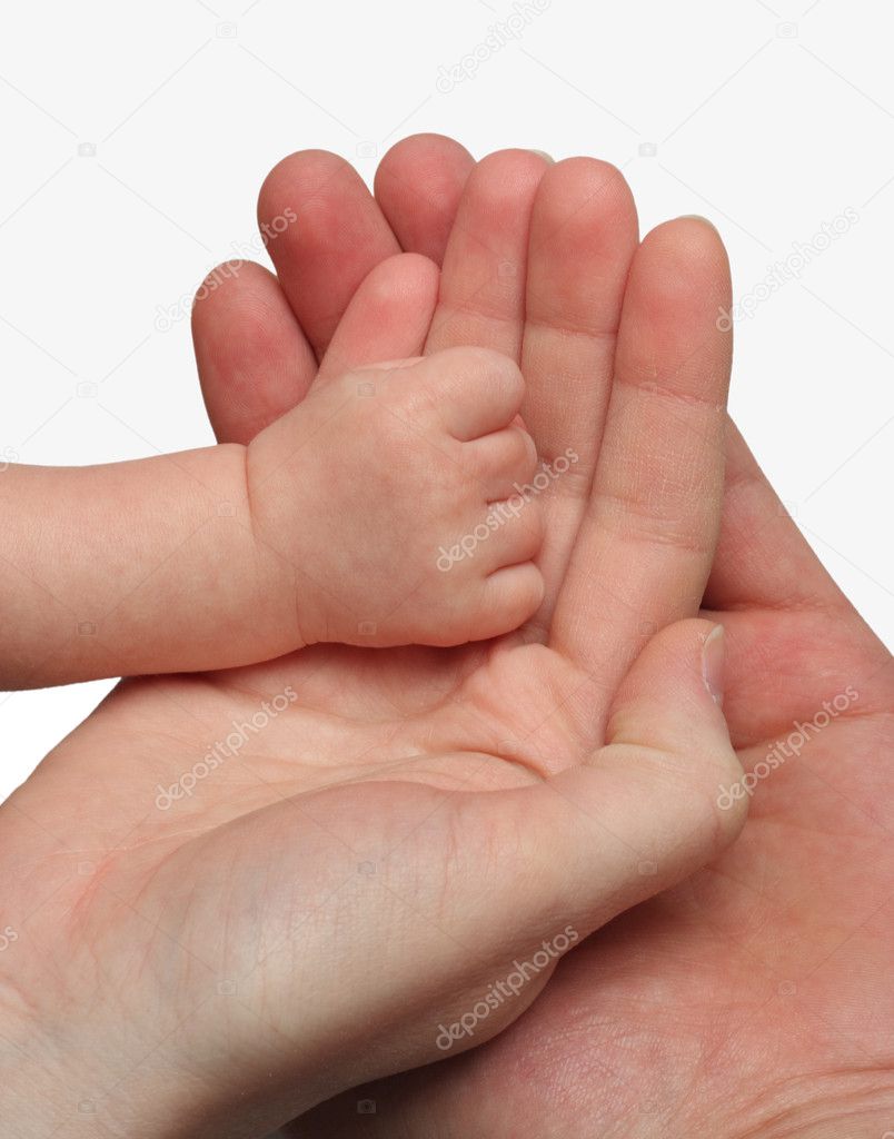 Mother and father holding their child's hand