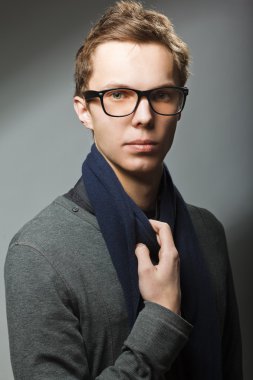 Young handsome man in glasses clipart