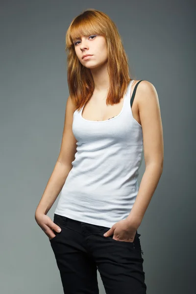 Fashion Photo Young Sensual Woman Jeans — Stock Photo, Image