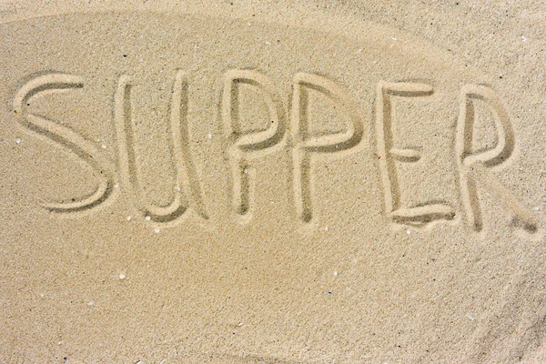 Inscription "Supper" on sand — Stock Photo, Image