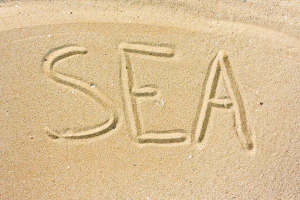 Напис Море Піску Пляжі — стокове фото