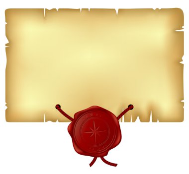 Paper with wax seal clipart