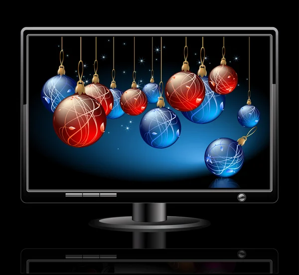 LCD panel a karácsonyi golyókat — Stock Vector