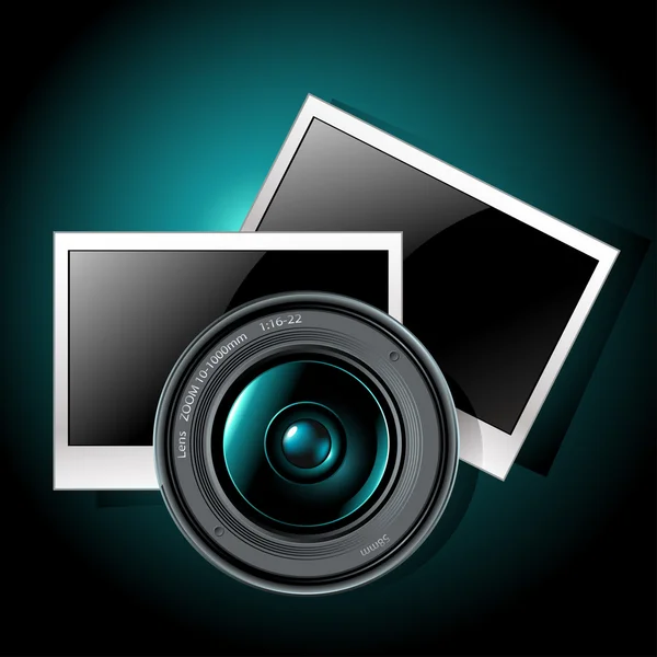 Lens with photo frames — Stock Vector