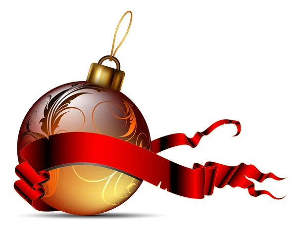Χριστουγεννιάτικη μπάλα με κορδέλα — Διανυσματικό Αρχείο