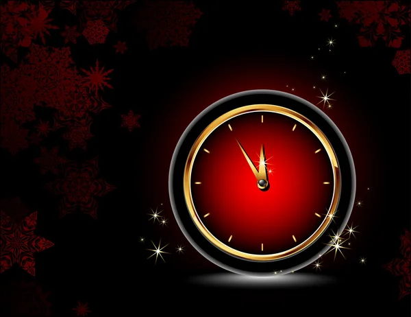 Clocks with christmas background — Stock Vector