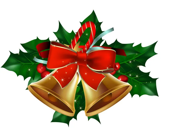 Cloches de Noël avec hollyberry — Image vectorielle
