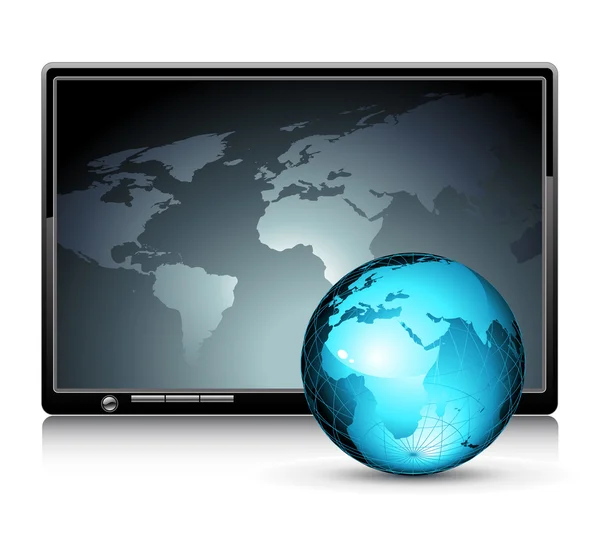 LCD paneel met wereldachtergrond — Stockvector