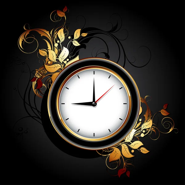 Horloges icônes Web avec des éléments floraux — Image vectorielle