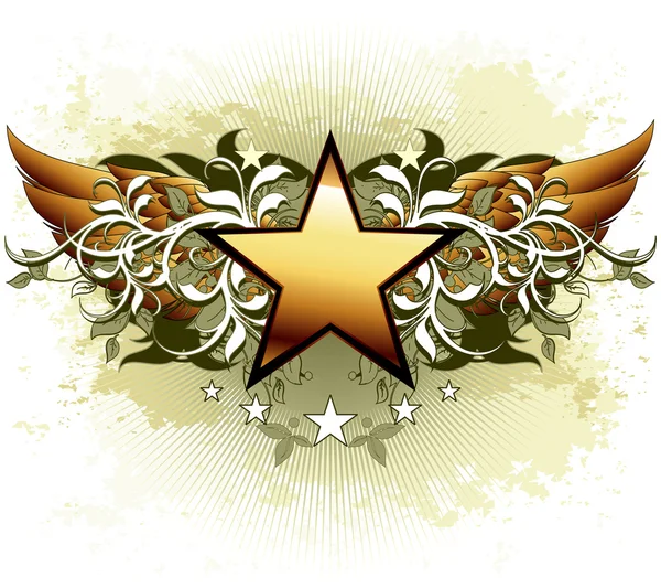Étoile avec des éléments décorés — Image vectorielle