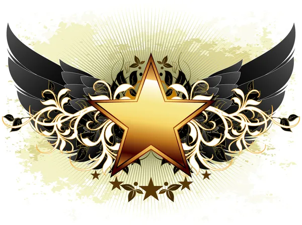 Étoile avec des éléments décorés — Image vectorielle