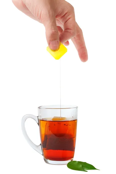 Teáscsésze és teás zacskó — Stock Fotó
