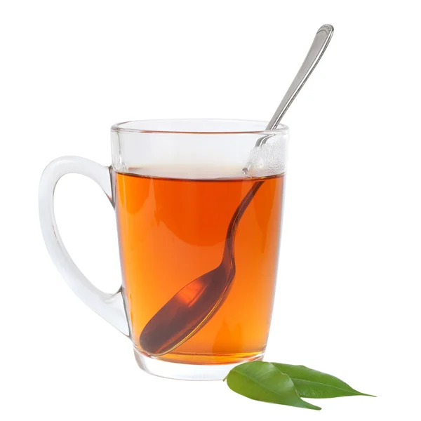 Xícara de chá com colher — Fotografia de Stock