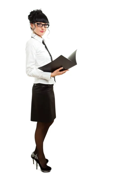 Isolated businesswoman with folder — Stock Photo, Image