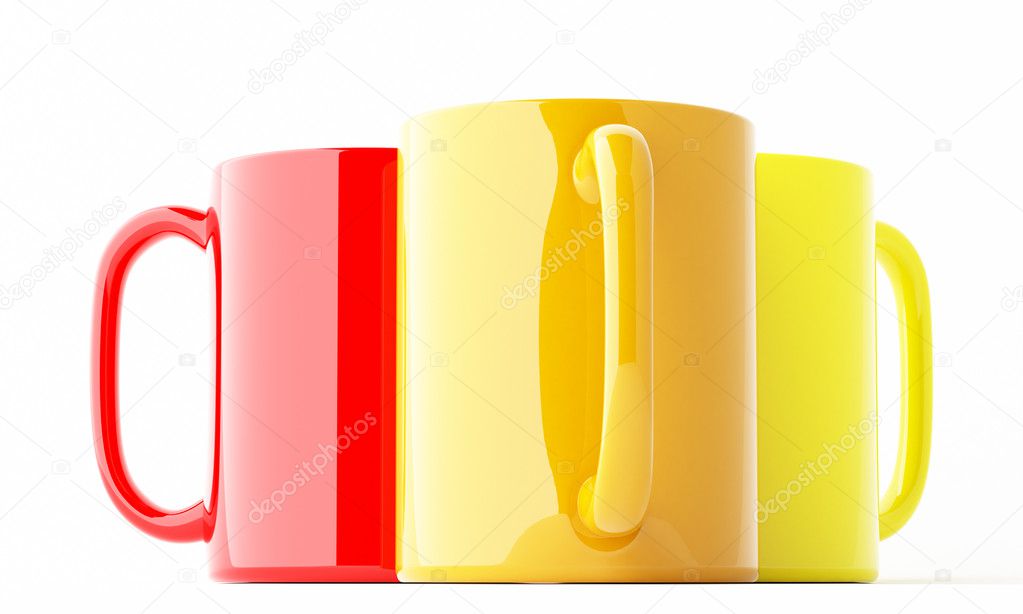 Three rendered mugs