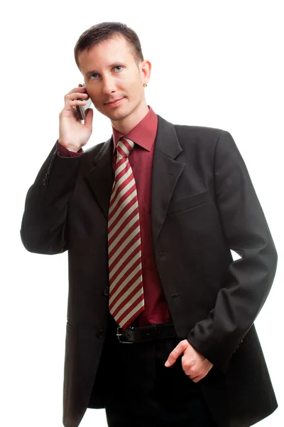 Красивый бизнесмен звонит по телефону — стоковое фото