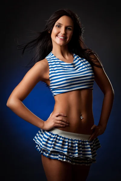 Sexy Woman Portrait Wearing Striped Costume — Stock Photo, Image